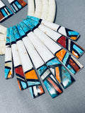 295 Gram Mind Boggling Santo Domingo Turquoise Inlay Necklace-Nativo Arts