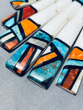 295 Gram Mind Boggling Santo Domingo Turquoise Inlay Necklace-Nativo Arts