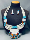 295 Gram Mind Boggling Santo Domingo Turquoise Inlay Necklace-Nativo Arts