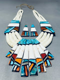 295 Gram Mind Boggling Santo Domingo Turquoise Inlay Necklace-Nativo Arts