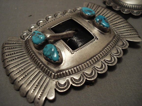 295 Grams Vintage Navajo Native American Jewelry jewelry Hammered Sterling Silve Turquoise Concho Belt-Nativo Arts