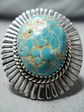 Striking San Felipe Native American 8 Turquoise Sterling Silver Ring-Nativo Arts