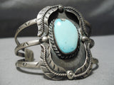 Wonderful Vintage Native American Navajo Towering Leaf Sterling Silver Turquoise Bracelet-Nativo Arts