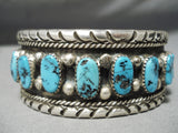 Astounding Vintage Native American Navajo Kingman Turquoise Sterling Silver Bracelet Old-Nativo Arts