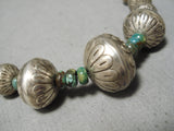 Unique-bead Vintage Native American Navajo Turquoise Sterling Silver Necklace Old-Nativo Arts