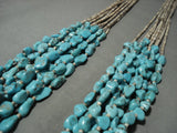 296 Grams Vintage Navajo Native American Jewelry jewelry Easter Blue Turquoise Heishi Necklace-Nativo Arts