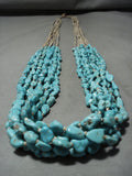 296 Grams Vintage Navajo Native American Jewelry jewelry Easter Blue Turquoise Heishi Necklace-Nativo Arts