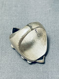 Superb Vintage Native American Navajo 2 Black Onyx Teardrops Sterling Silver Ring-Nativo Arts