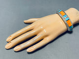 Brilliant Native American Navajo Turquoise Spiny Oyster Inlay Sterling Silver Bracelet-Nativo Arts