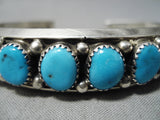 Stunning Vintage Native American Navajo Turquoise Sterling Silver Bracelet Old-Nativo Arts