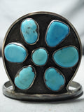 Exceptional Vintage Native American Navajo 7 Kingman Turquoise Sterling Silver Bracelet-Nativo Arts