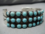 Heavy And Rare!! Vintage Native American Navajo Snake Eyes Turquoise Sterling Silver Bracelet-Nativo Arts