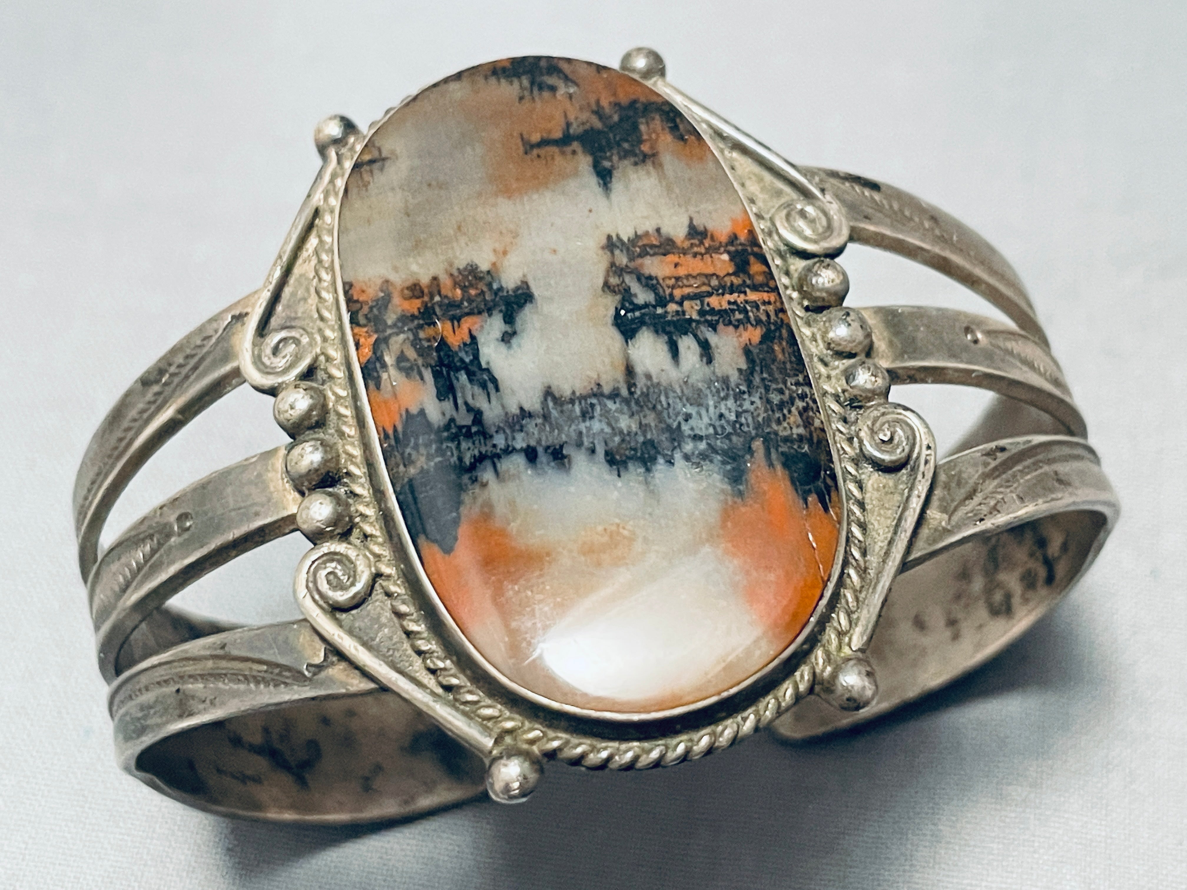 Petrified wood sterling cheapest silver cuff