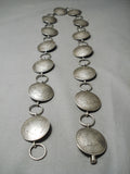 One Of Heaviest Early Vintage Native American Navajo Coin Sterling Silver Concho Belt Old-Nativo Arts