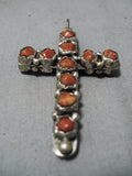 Exceptional Vintage Native American Navajo Cross Pendant Turquoise Sterling Silver Pendant-Nativo Arts