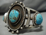 Important Andrew Dewa Vintage Native American Zuni Sterling Silver Turquoise Bracelet Old-Nativo Arts