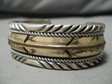 Quality 14k Gold Sterling Silver Mark Yazzie Vintage Native American Navajo Bracelet Old-Nativo Arts