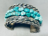 One Of The Most Unique Vintage Native American Navajo Turquoise Coil Sterling Silver Bracelet-Nativo Arts