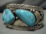 Vintage Navajo Blue Gem Turquoise Sterling Silver Native American Bracelet-Nativo Arts