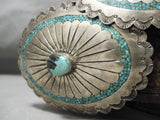 Huge Very Unique Vintage Native American Navajo Sterling Silver Turquoise Inlay Concho Belt Old-Nativo Arts