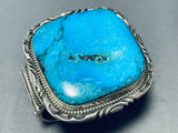 One Of The Best Square Dturquoise Native American Navajo Sterling Silver Bracelet-Nativo Arts