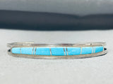 Pretty Vintage Native American Navajo Blue Gem Turquoise Sterling Silver Bracelet-Nativo Arts