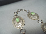 Very Rare Vintage Native American Navajo Sterling Ilver Gaspeite Concho Belt Old-Nativo Arts