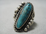 Quality Vintage Native American Navajo Blue Diamond Turquoise Sterling Silver Ring Old-Nativo Arts