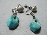 Exceptional Vintage Native American Navajo Royston Turquoise Sterling Silver Clip Earrings Old-Nativo Arts