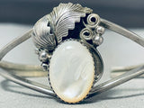 Marvelous Vintage Native American Navajo Mother Of Pearl Sterling Silver Bracelet-Nativo Arts