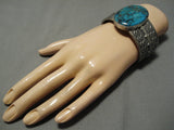 Heavy 139 Grams Native American Blue Wind Turquoise Sterling Silver Bracelet-Nativo Arts