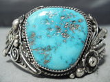 Supreme Detail Vintage Native American Navajo Early Turquoise Sterling Silver Bracelet Old-Nativo Arts