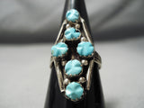 Incredible Vintage Native American Zuni Blue Gem Turquoise Sterling Silver Ring Old-Nativo Arts