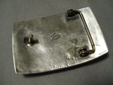 Tremendous Vintage Native American Navajo Tommy Jackson Royston Turquoise Sterling Silver Buckle-Nativo Arts