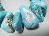 298 Grams Heavy Turquoise Nugget Native American Navajo Sterling Silver Tubule Necklace-Nativo Arts