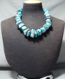 298 Grams Heavy Turquoise Nugget Native American Navajo Sterling Silver Tubule Necklace-Nativo Arts