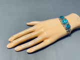 Expressive Vintage Native American Navajo Morenci Turquoise Sterling Silver Bracelet-Nativo Arts