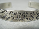 World Of Crosses Native American Zuni Ange Chavez Sterling Silver Bracelet-Nativo Arts