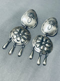 Some Of The Largest Native American Navajo Sterling Silver Hammered Earrings-Nativo Arts