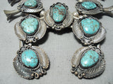 Women's Vintage Native American Navajo Rare Turquoise Sterling Silver Squash Blossom Necklace-Nativo Arts