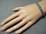Ben Haley Vintage Native American Zuni Blue Gem Turquoise Sterling Silver Braclet Old-Nativo Arts