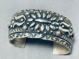 Important Stamp Genius Vintage Native American Navajo Sterling Silver Bracelet-Nativo Arts
