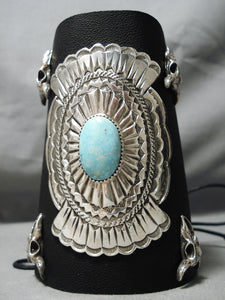 Unforgettable Cowhead San Felipe Turquoise Sterling Silver Bowguard-Nativo Arts