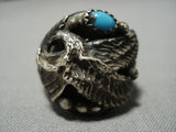 Bisbee Turquoise Vintage Navajo Eagle Sterling Silver Native American Ring-Nativo Arts