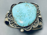 Heavy 90 Gram Native American Navajo Old Turquoise Sterling Silver Bracelet-Nativo Arts