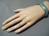 Native American Sensational Vintage Zuni Blue Gem Turquoise Sterling Silver Bracelet Old-Nativo Arts