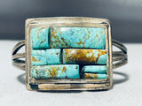 Thunderfoot Vintage Native American Navajo Green Turquoise Inlay Sterling Silver Bracelet-Nativo Arts