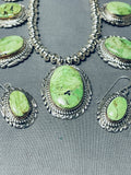 Native American Important Orvil Jack Turquoise Navajo Sterling Silver Necklace Earrings Set-Nativo Arts