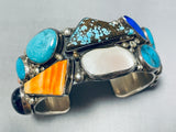 Very Unique Vintage Native American Navajo #8 Turquoise Sterling Silver Shell Bracelet-Nativo Arts