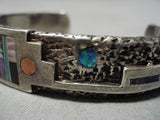 Quality!! Vintage Native American Navajo Turquoise Inlay Sterling Silver Heavy Bracelet Old-Nativo Arts